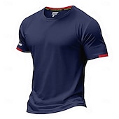 お買い得  ベーシックTシャツ-男性用 Tシャツ マッスルシャツ 半袖 クルーネック 夏 活発的 クラシック スポーツ ランニング ライトブルー ブラック ライトグリーン メンズトップTシャツ