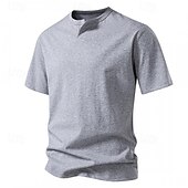 billiga Casual T-shirts för män-Herr T-shirt T-shirts Kortärmad tröja T-tröja Kortärmad V-slits Sommar Slät Mode Designer Grundläggande Klassisk Semester Gata Utekväll Svart Vit Ljusgrå Topp t-shirt för män