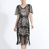 cheap Latin Dancewear-Latin Dance Dress Tassel Pure Color Splicing Women&#039;s Performance Training Short Sleeve High Polyester