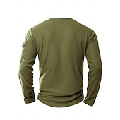 cheap Men's Casual T-shirts-Men's T Shirt Tee Tee Top Long Sleeve Shirt Long Sleeve Henley Spring Fall Plain Fashion Designer Basic Pockets 2 in 1 Vacation Street Going out Navy Blue Top Tee for Men