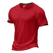 お買い得  ベーシックTシャツ-男性用 Tシャツ マッスルシャツ 半袖 クルーネック 夏 活発的 クラシック スポーツ ランニング ライトブルー ブラック ライトグリーン メンズトップTシャツ