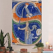 cheap Medieval Tapestry-Medieval Tapestry Middle Age Tapestry Gothic Art Large Tapestry Mural Decor Photograph Backdrop Home Bedroom Living Room Manuscript Illumination with the Beheading of Saint Paul in an Initial S
