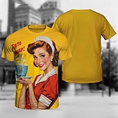 billige Topper-T-skjorte Retro plakat Retro jente Graphic Til Herre Voksne Maskerade 3D-utskrift Feriereise Fest