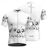 abordables Maillots pour hommes-Homme Maillot Velo Cyclisme Manche Courte Cyclisme Tee-shirt Maillot avec 3 poches arrière VTT Vélo tout terrain Respirable Séchage rapide Conception anatomique Mèche Blanche Bleu Graphic Des sports
