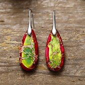 abordables Boucles d&#039;oreilles-Femmes Boucles d&#039;oreilles Poire Goutte Élégant Des boucles d&#039;oreilles Bijoux Argent / Fuchsia foncé / Brun claire Pour Mariage Soirée 1 Paire