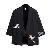 cheap Business Casual-Men&#039;s Shirt Linen Shirt Casual Shirt Cotton Shirt Bird Vacation Holiday Black Wine Navy Blue Gray Long Sleeve V Neck Summer Clothing Apparel Embroidered