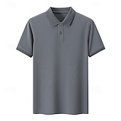 preiswerte Herren Elite Polo-Herren Polo Strick-Polopullover Formell Arbeit Umlegekragen Kurzarm Einfarbig Button-Down Frühling Wein Dunkelgrau Schwarz Weiß Hellgrün Khaki Polo