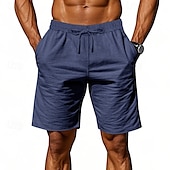 economico Classico-Per uomo Shorts Shorts di Lino Pantaloncini Estivi Shorts da Spiaggia Tasca Coulisse Elastico in vita Semplice Comodità Traspirante Lunghezza al ginocchio All&#039;aperto Casuale Quotidiano Moda Stile