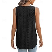 abordables Chemises et blouses-Femmes Chemisier Uni Moderne Occasionnel Sans manches Col en V Hauts Réguliers Quotidien Fête Sortir Asymétrique Vert herbe Noir Blanche Rose Claire Bleu Été