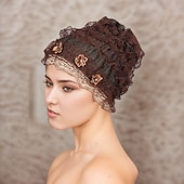 cheap Headpieces-Headwear Tulle Polyester / Cotton Blend Floppy Hat Turbans Casual Holiday Cute With Lace Flower Headpiece Headwear