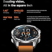 abordables Montres connectées-696 HD300 Montre intelligente 1.43 pouce Smartwatch Montre Connectée Bluetooth Podomètre Rappel d&#039;Appel Moniteur de Sommeil Compatible avec Android iOS Hommes Mode Mains-Libres Rappel de Message IPX-0