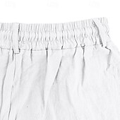 billiga Klassisk-Herr Shorts Linne Shorts Sommarshorts Beach Shorts Ficka Snörning Elastisk midja Slät Komfort Andningsfunktion Kort Semester Helgdag Strand Hawaiisk Boho Svart Vit