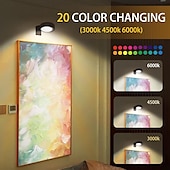cheap Puck Lights-LED Wireless Picture Light, 20 RGB Color Magnetic Lights, Adjustable Timer Led Picture Frame Art Display Light, Wireless Gallery Display Wall Photo Light