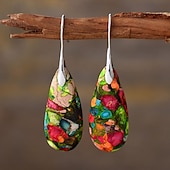 abordables Boucles d&#039;oreilles-Femmes Boucles d&#039;oreilles Poire Goutte Élégant Des boucles d&#039;oreilles Bijoux Argent / Fuchsia foncé / Brun claire Pour Mariage Soirée 1 Paire