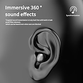 economico Cuffie TWS wireless-Cuffie Mini Wireless 5.3 per Sonno con Touch Biometrico Suono HiFi Stereo Display Digitale LED Cavo Antinodoso Auricolari Semi-Open-Back per Esercizio