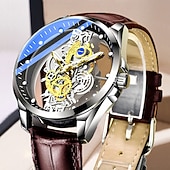 ieftine Ceasuri Quartz-Nou ceas automat complet transparent cu două fețe pentru bărbați timp liber sport afaceri rezistent la apă lumină de noapte ceas stilat