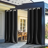 cheap Waterproof Curtains-Waterproof Outdoor Curtains for Indoor Wedding Patio Thick Privacy Grommet Curtains for Wedding Bedroom, Living Room, Porch, Pergola, Cabana, 1 Panel