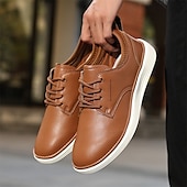 cheap Men&#039;s Sneakers-Men&#039;s Navy Blue Leather Oxford Shoes – Classic Lace-Up Dress Shoes for Business &amp; Formal Events