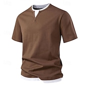 cheap Men&#039;s Casual T-shirts-Men&#039;s T Shirt Tee Short Sleeve Shirt Tee Top Short Sleeve Crew Neck Summer Plain Fashion Designer Basic Patchwork Vacation Street Going out Black Light Green Dark Grey Top Tee for Men