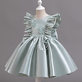 preiswerte Partykleider-Kleinkind Mädchen Partykleid Blumen Ärmellos Hochzeit Party Gerafft Reißverschluss Knotenbinde Niedlich Prinzessin Polyester Knielang Partykleid Sommer Frühling Herbst 4-7 Jahre Weiß Champagner