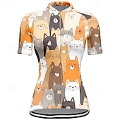 baratos Camisolas femininas-Mulheres Camisa para Ciclismo Gato Manga Curta Moto Camiseta Camisa / Roupas Para Esporte com 3 bolsos traseiros Ciclismo de Montanha Secagem Rápida Design Anatômico Capilaridade Respirável Esportes