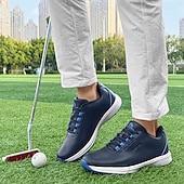 preiswerte Herren Golfschuhe-Herren Performance Golf Sneaker in Weiß mit roten Schnürsenkeln, atmungsaktive Mikrofaser, ideal für Amateurgolfer