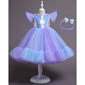 preiswerte Partykleider-Kinder Mädchen Partykleid Einfarbig Ärmellos Leistung Geburtstag Netz Schön Süß Polyester Midi Partykleid Schwingkleid A Linie Kleid Sommer Ab 4 Jahren Weiß Rosa Purpur
