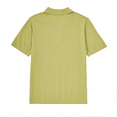 preiswerte Klassisches Poloshirt für Herren-Herren Poloshirt aus Seide, Leinen und Baumwolle, Strick, Polopullover, Business, Casual, Revers, Kurzarm, formell, einfarbig, Patchwork, Knöpfe, Sommer, Schwarz, Braun, Grün, Dunkelgrau, Dunkelkaffee