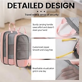 economico deposito bagagli e viaggi-set di contenitori da viaggio con cubi di imballaggio compressi, set da 3/6 cubi di imballaggio compressi per viaggi, organizer per bagagli con rete visiva per vestiti, borsa portatile leggera per