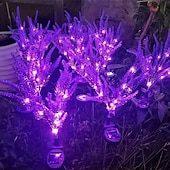 cheap Landscape Lights-2 Pcs LED Solar Outdoor Lights Garden Light Lavender Simulation Plant Patio Lights Wedding Holiday Garden Walkway Villa Yard Landscape Atmosphere Lawn Light