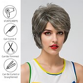 economico parrucca più vecchia-Parrucche sintetiche Ondulato Tessitura riccia Taglio asimmetrico Frangetta dritta A macchina Parrucca 30 pollici A1 Capelli sintetici Per donna Classico Comodo Colore Graduale e Sfumato Multicolore