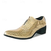 お買い得  オックスフォードシューズ-メンズ ブルー パテントレザー クロコダイルプリント ジッパー シューズ - イブニングウェアや高級な集まりに最適な高級フットウェア