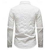 billiga herrskjorta med knäppning-Herr Skjorta Sommarskjorta Casual skjorta Strandskjorta Knapp upp skjorta Svart Vit Långärmad Slät Kavajslag Semester Hawaiisk Jacquard Kläder Polyester Mode Ledigt Bekväm