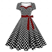 cheap Dresses-Retro Vintage 1950s Dress Swing Dress Polka dots Women&#039;s Carnival Masquerade Daily Wear Bachelorette Party Adults&#039; Dress Homecoming Dresses