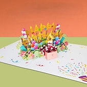 abordables Fournitures pour Fête d&#039;Anniversaire-Carte de vœux 3D pour fête d&#039;anniversaire, carte de vœux dépliable en papier sculpté fait main, joyeux anniversaire