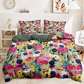 cheap 100% Cotton-Floral Duvet Cover Set 100% Cotton Soft and Breathable Bedding Featuring Colorful Flowers Lightweight and Durable Quilt Cover Comfortable for All Seasons Easy to Care