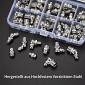 cheap Vehicle Repair Tools-60-Piece Premium Metric Grease Nipple Zerk Fitting Kit - Complete Assortment of M6 M8 M10 Sizes with 180 45 90 Angles for Efficient Grease Gun Lubrication - Durable Metal Construction Polished