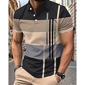  Ανδρικά Πουκάμισο γκολφ Μπλουζάκια Golf Polos Causal Δουλειά Πέτο Κοντομάνικο Βασικό Μοντέρνα Ριγέ Κουρελού Κουμπιά Καλοκαίρι Κανονικό Ροζ+Πορτοκαλί Σκούρο Ροζ Γκρίζο Πουκάμισο γκολφ