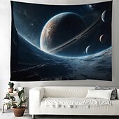 preiswerte Planetenteppich-Planet Universum hängender Wandteppich große Wandteppich Wanddekoration Fotohintergrund Decke Vorhang Zuhause Schlafzimmer Wohnzimmer Dekoration Blau