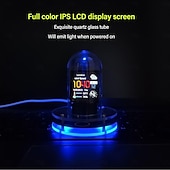 baratos Luzes Decorativas Inteligentes-Luzes noturnas LED Wi-Fi sincronizado com relógio de tubo Nixie Tela LCD de 1,54 polegadas Exibição do clima 12/24 horas Toque eletrônico para alternar temas Relógio Relógio digital RGB com recurso de