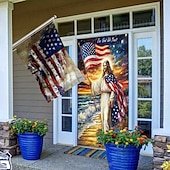 cheap Garden Flags, Banner-4th of July 1 Set Door Decorations Door Covers and Patriotic Flag American Indoor/Outdoor Patio Garden Veteran Gift