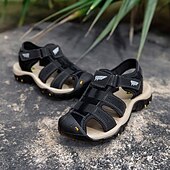 abordables sandalias de exterior-Sandalias deportivas multitirantes verdes y marrones para hombre con velcro ajustable y suela antideslizante para aventuras al aire libre