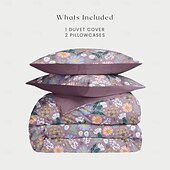 abordables 100% Coton-Housse de couette florale taille double ensemble de literie en coton ensembles de lit housse de couette douce légère avec 2 taies d&#039;oreiller pour l&#039;été le printemps violet violet