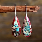 abordables Boucles d&#039;oreilles-Femmes Boucles d&#039;oreilles Poire Goutte Élégant Des boucles d&#039;oreilles Bijoux Argent / Fuchsia foncé / Brun claire Pour Mariage Soirée 1 Paire