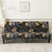 billiga Futon soffa-jacquardtyg armlös bäddsoffa överdrag soffa nyår dekor överdrag stretchskydd elastiskt bänkskydd