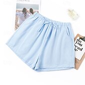 abordables Short en lin et coton-Femmes Short en coton et lin Shorts Slacks Streetwear Occasionnel Court Naturel Uni Avec Poches Conception à cordon élastique Confortable Vacances Rue Carmin Vert forêt Bleu ciel clair Gris Été Coupe