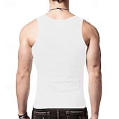 baratos Tops de ginásio-Homens Malha Íntima Top de colete Camiseta Interior camisa sem manga Sem Manga Gola Redonda Verão Tecido Moda Designer Básico Clássico Férias Rua Para Noite Preto Branco Vinho Top Tee para Homens