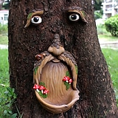 economico birdwatching e fauna selvatica nel cortile-mangiatoia per uccelli con faccia di albero, divertente vecchio albero con faccia di albero, resistente alle intemperie, mangiatoia per uccelli con albero, resina, arte decorativa per giardino,