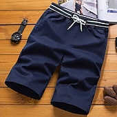 baratos shorts de trabalho-Homens Shorts sociais Shorts de trabalho Com Cordão Cintura elástica Bolso multi Tecido Conforto Vestível Comprimento do joelho Ao ar livre Esporte Diário Moda Casual Preto Azul Marinha