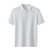 economico T-shirt e Canottiere Elite da Uomo-Per uomo Maglietta Manica Corta Colletto ripiegato Scollo a V Estate Primavera Maglieria Vacanza Vintage con finiture bianche Scuola Allenamento All&#039;aperto Bianco Blu marino Grigio chiaro Maglietta